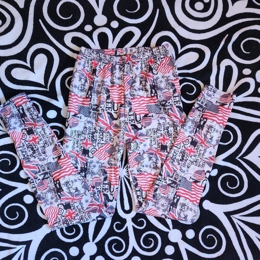 3/$25 Union jack British american punk legging